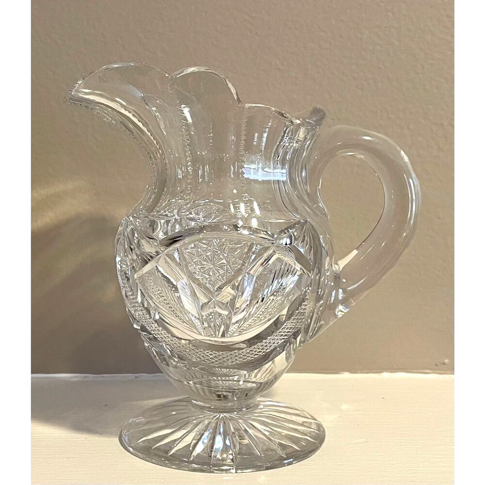 Vintage Etched Glass Pedestal Creamer